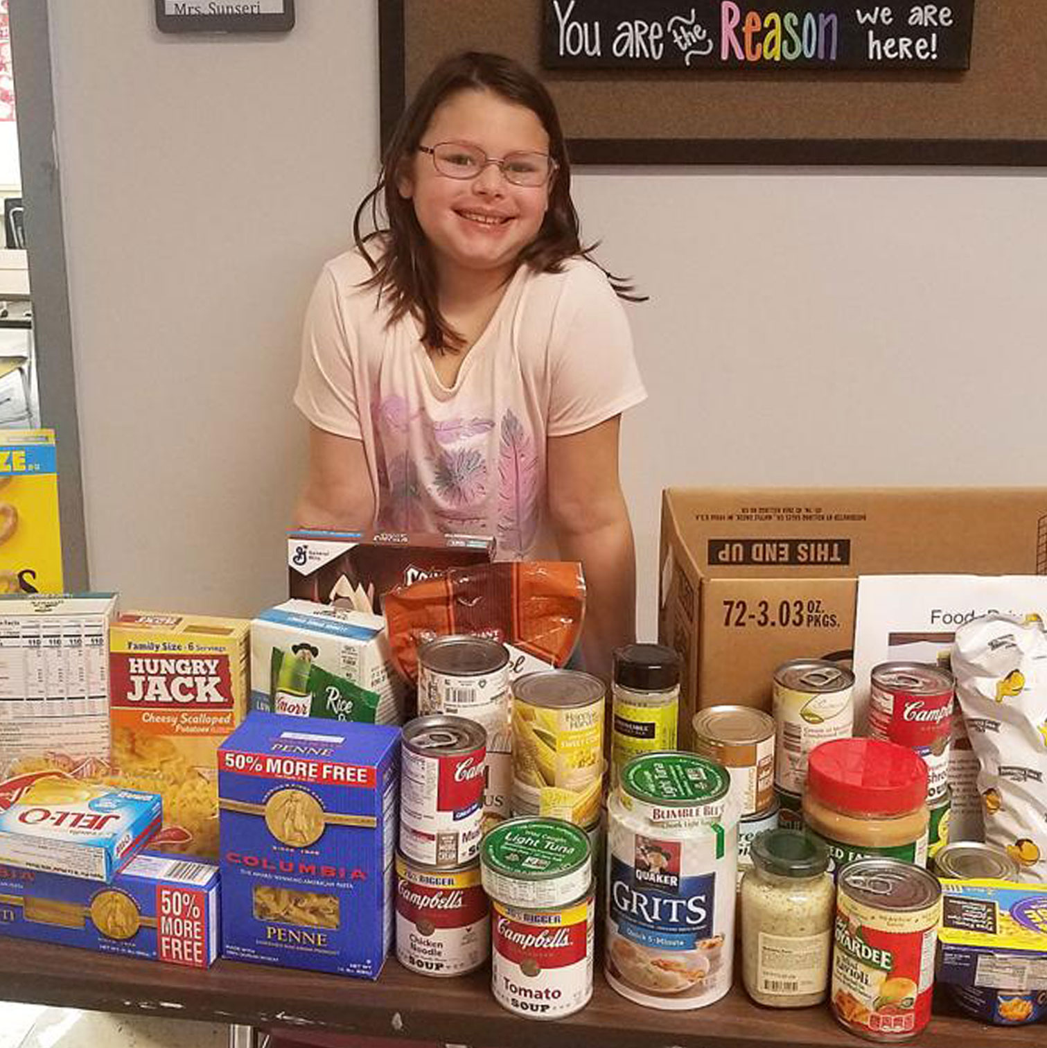 school-news-F Ciera Erbrecht, a fourth-grade student at William Penn Elementary School, collected more than 100 nonperishable food and personal care items for the South Hills Interfaith Movement’s food pantry