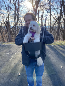 Patrick with his mom's dog Lola