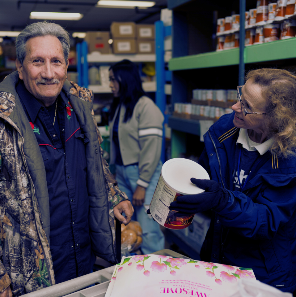 Food insecurity photo of client and volunteer