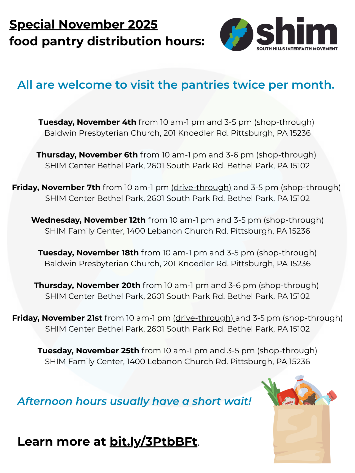 Special November 2025 Food Pantry Hours Special November 2025 Food Pantry Hours
