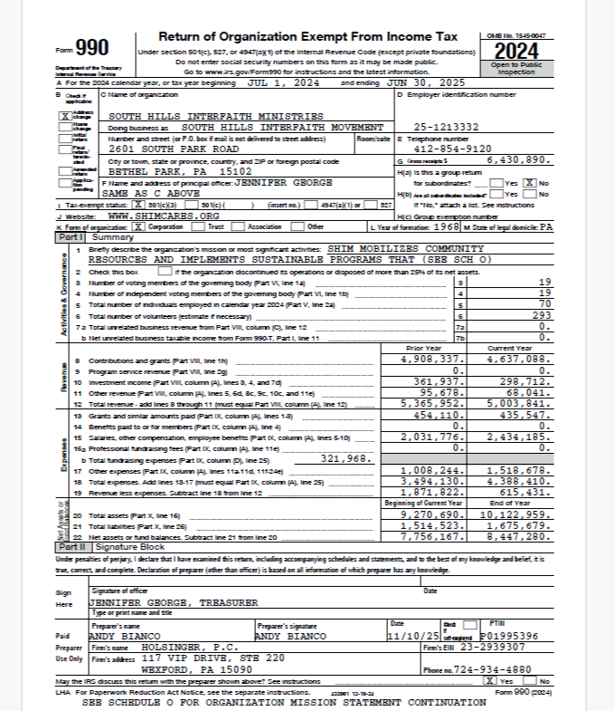 SHIM FY25 990 Image