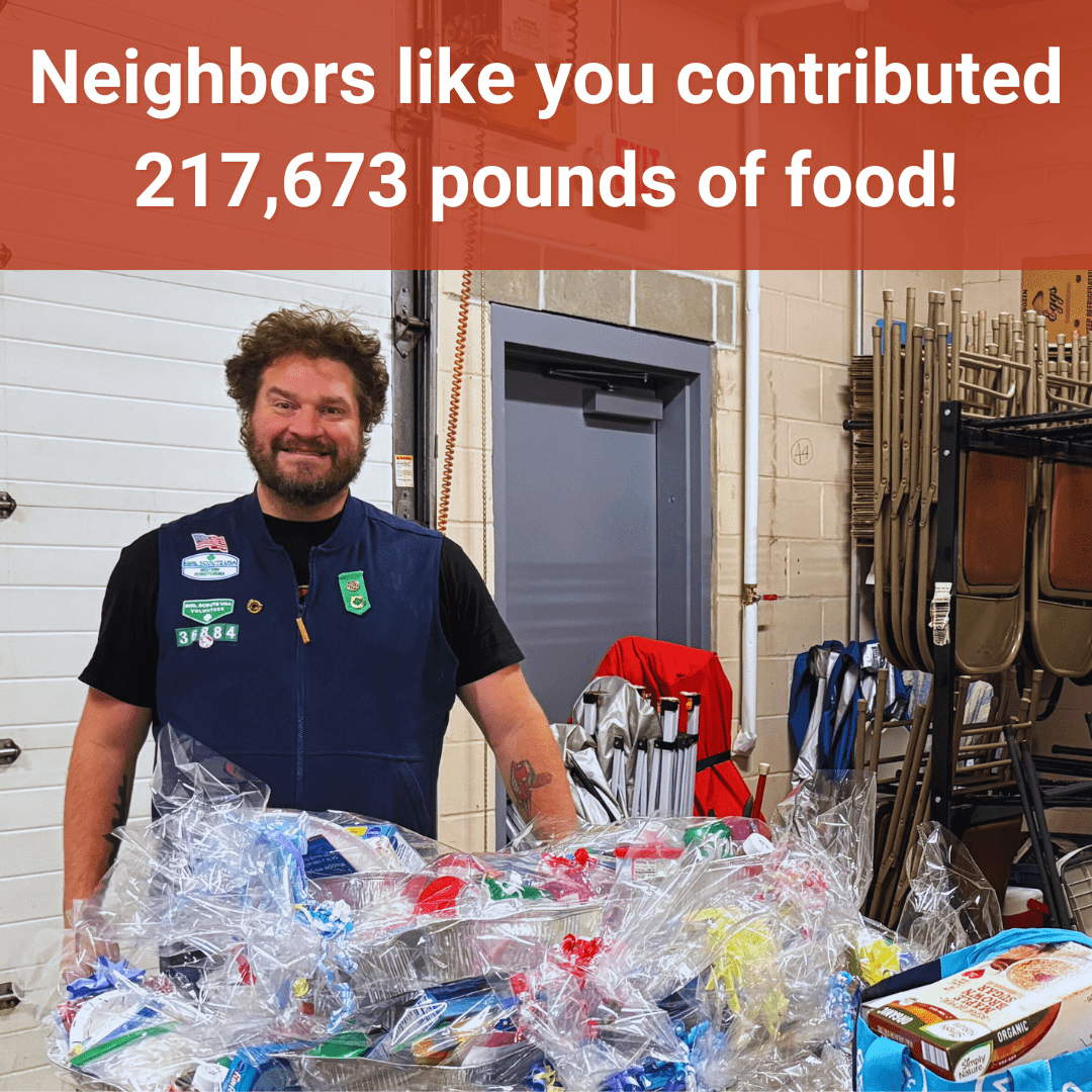 Neighbors like you contributed 217,673 pounds of food